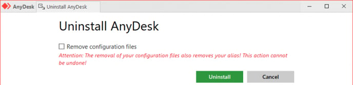 Uninstall AnyDesk GUI prompt