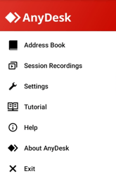 AnyDesk Android Menu